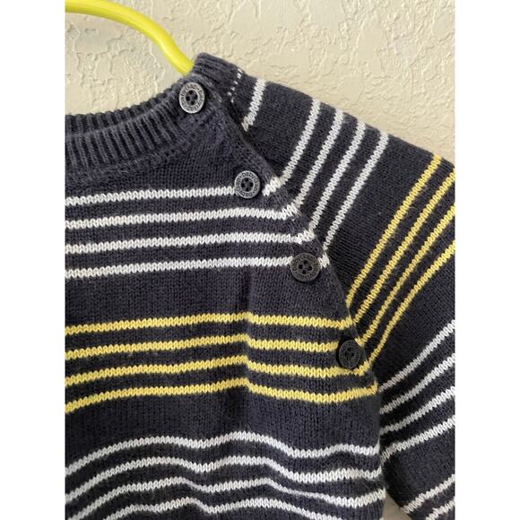 Baby Gap boys 6-12 month , 9 Month Sweater Blue Yellow Striped Knit - Picture 4 of 4